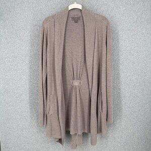 Barefoot Dreams Cozychic Drape Rib Cardigan Size M Beach Rock Tie Waist Ballet